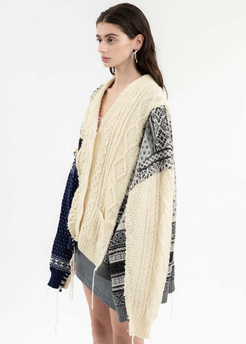 【新品タグ付】23AW　Nordic Collage Knit Cardigan DISCOVERED Nordic Collage Knit Cardigan