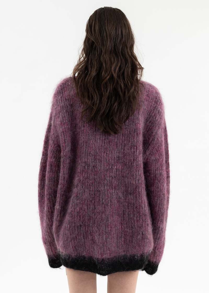 トップス DISCOVERED SHAGGY KNIT CARDIGAN DISCOVERED SHAGGY KNIT CARDIGAN - Purple/Black | Garmentory