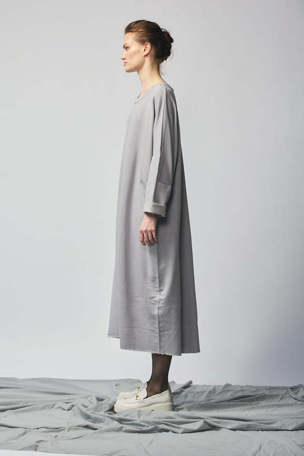 floor length sweatshirt dress V Neck Slit Hem Sweatshirt Dress – AROLORA main image 0