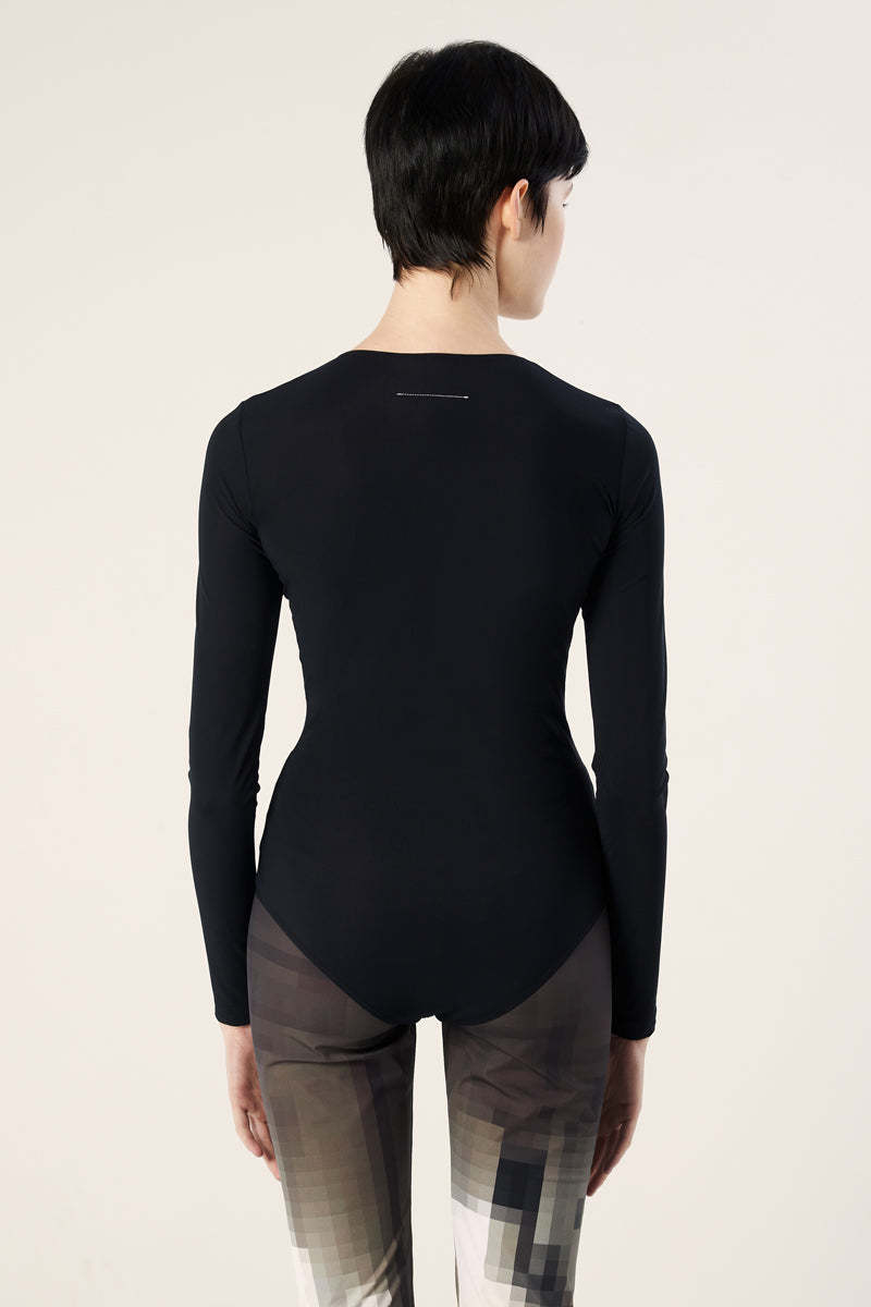 MM6 MAISON MARGIELA Logo print bodysuit - Black | Garmentory
