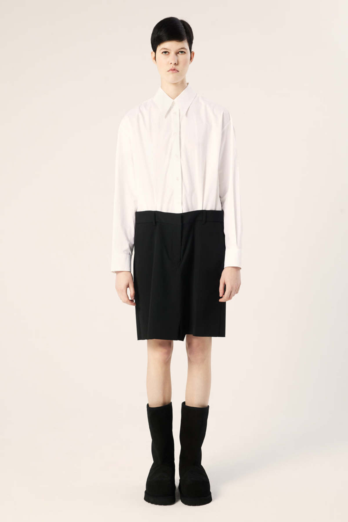 Long-sleeve-shirt-dress-Black-