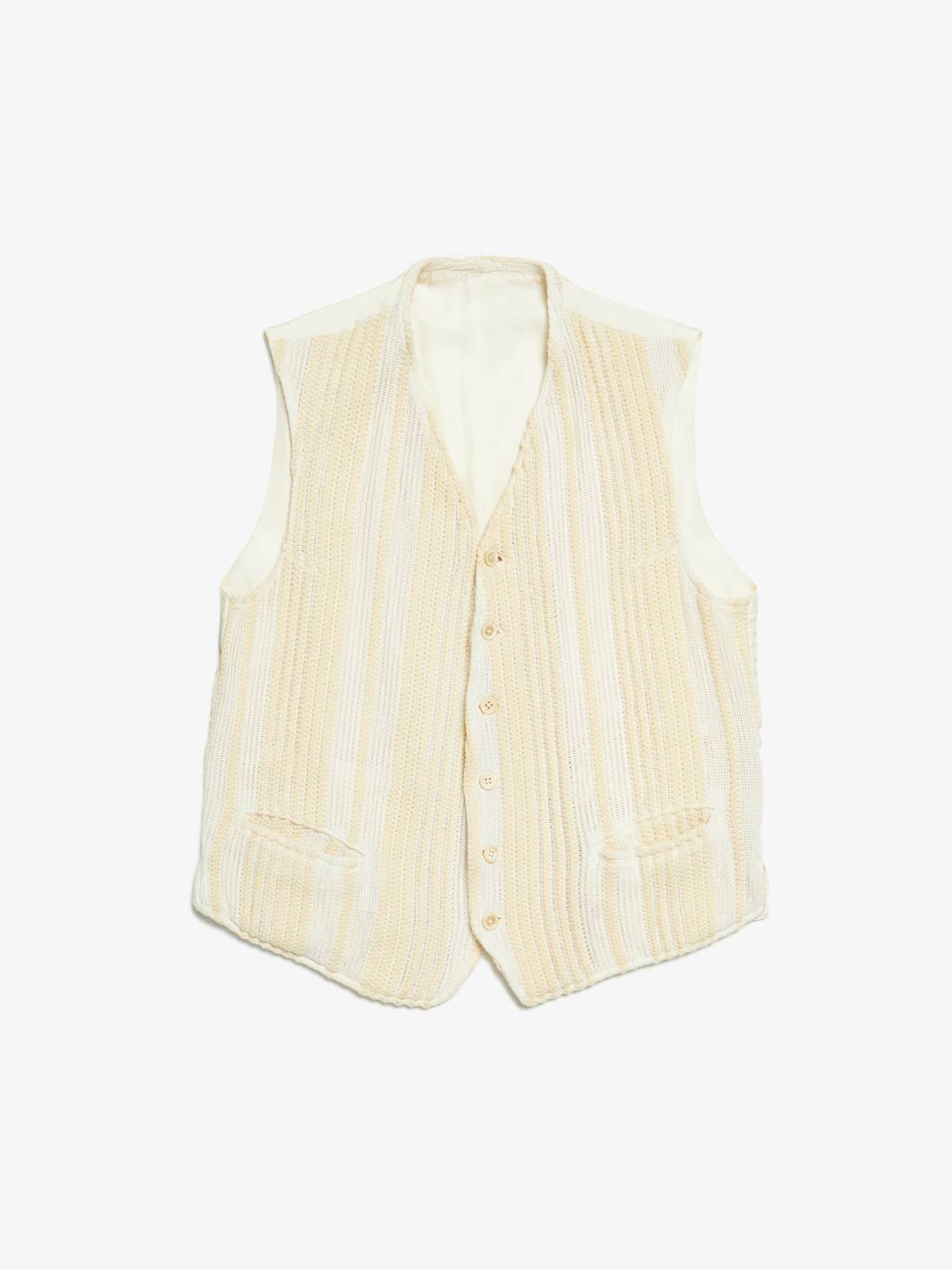Yohji Yamamoto Mesh Woolen Cotton Vest - Ivory | Garmentory