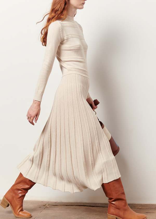 Mabel and Moss Lucia Knit Midi Dress - Cream | Garmentory