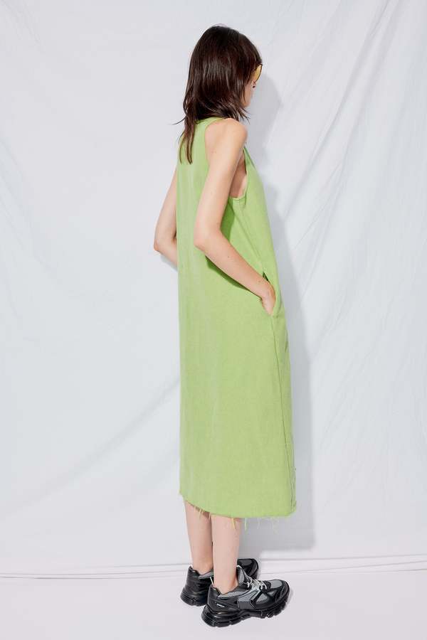 Assembly Overdye Denim Trapeze Dress - Green | Garmentory
