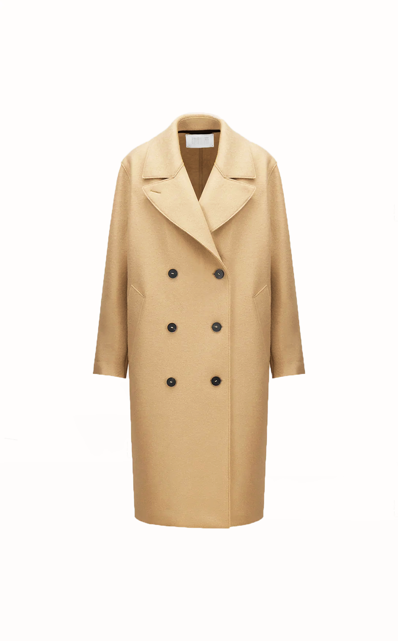 Harris Wharf London Pressed Wool/Polaire Sailor Coat Tan