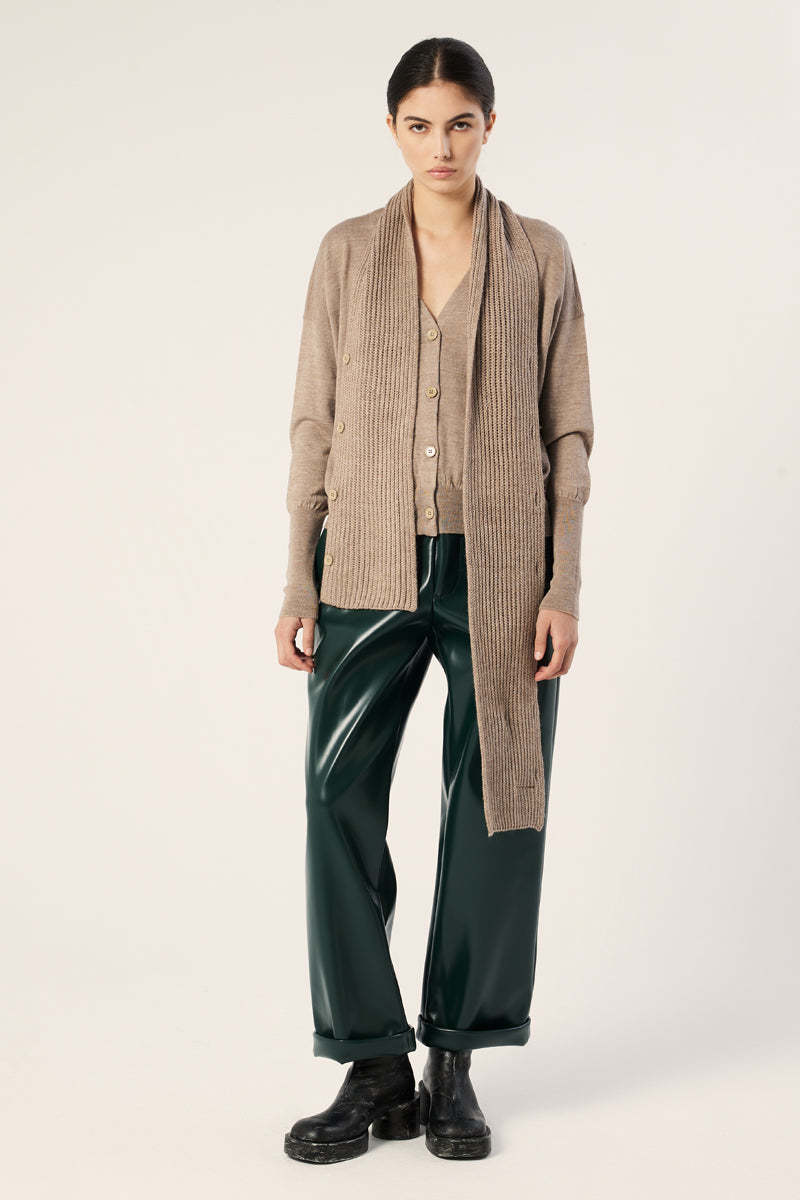 MM6 MAISON MARGIELA Scarf detail knit cardigan - Oat beige