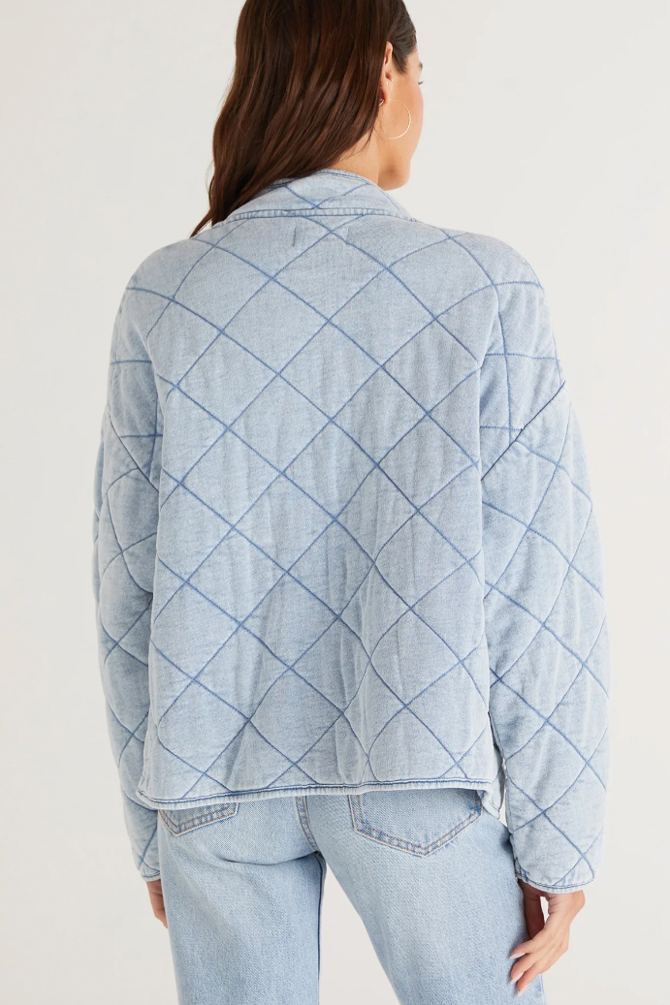 Z Supply Maya Knit Denim Jacket Washed Indigo Garmentory