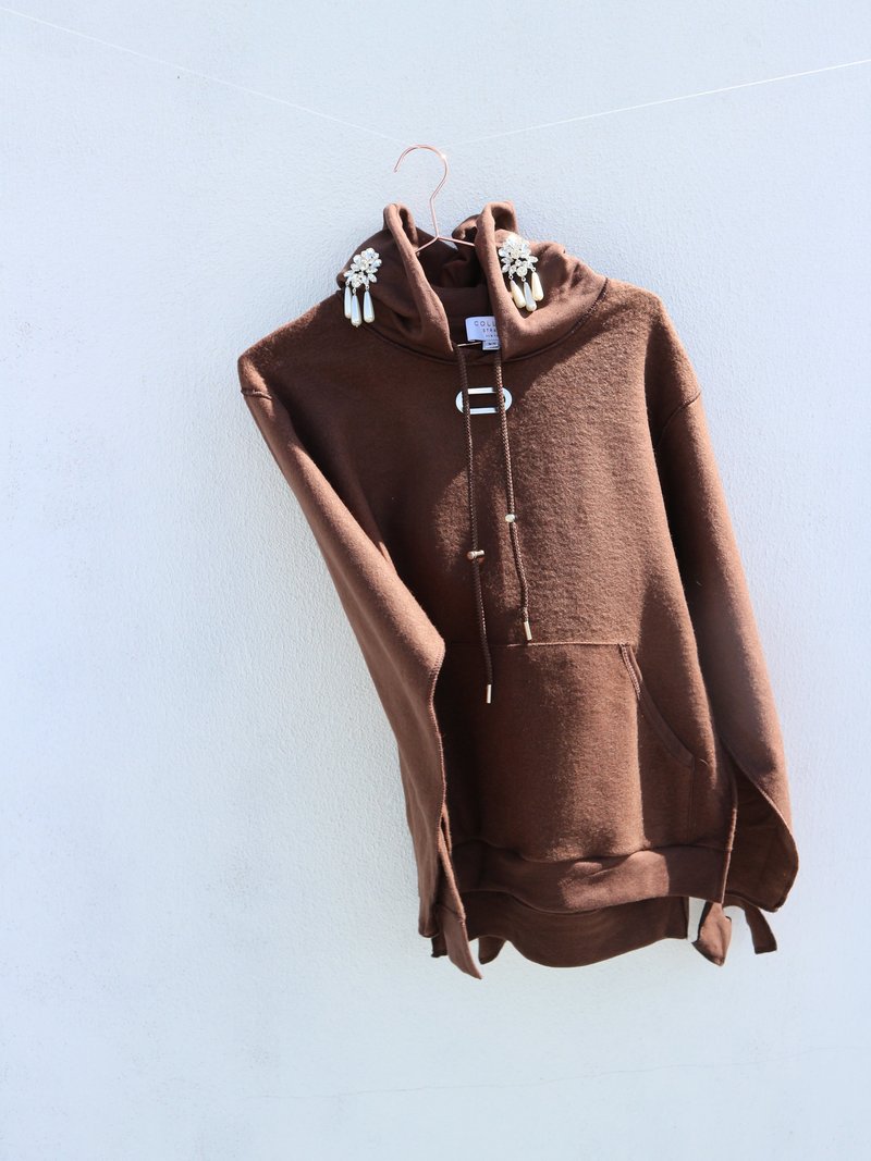 Collina Strada Grommet Sweathoodie with Embellishment - Brown Collina Strada Grommet Sweathoodie with Embellishment - Brown