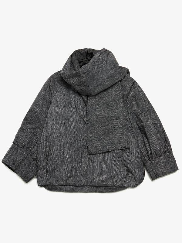 Jil Sander W Scarf Detailed Down Jacket Black/White on Garmentory