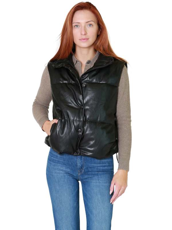 Vegan Leather Puffer Vest