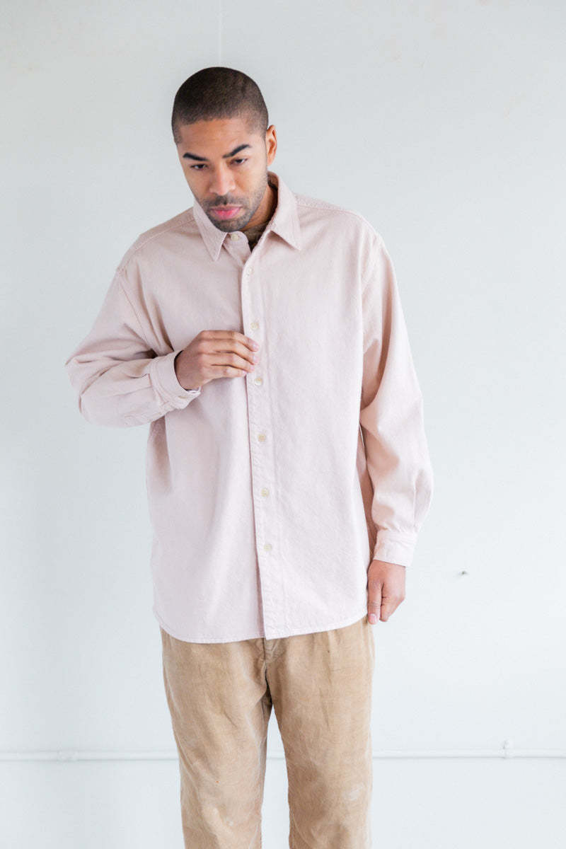 Auralee BOTANICAL DYED SELVEDGE DENIM SHIRT - LIGHT PINK