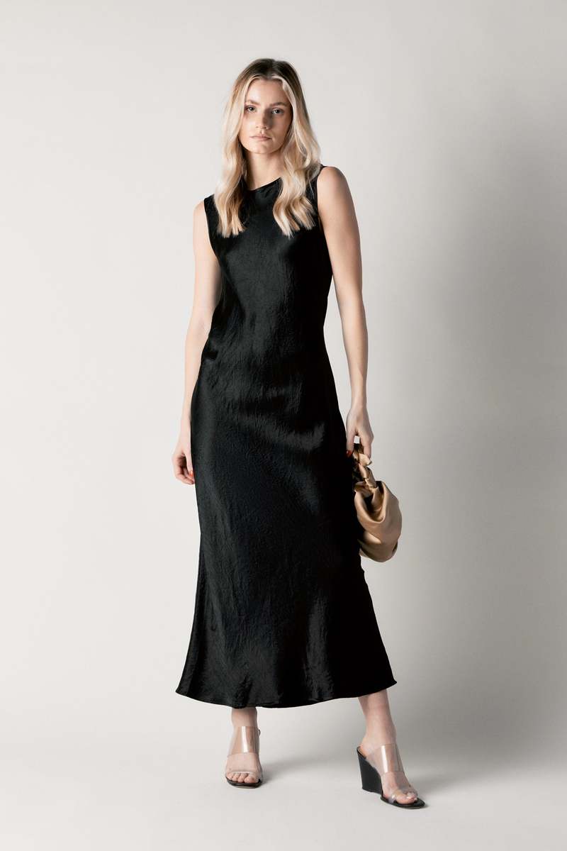 THIRD FORM CRUSH BIAS TANK MAXI DRESS BLACK Garmentory