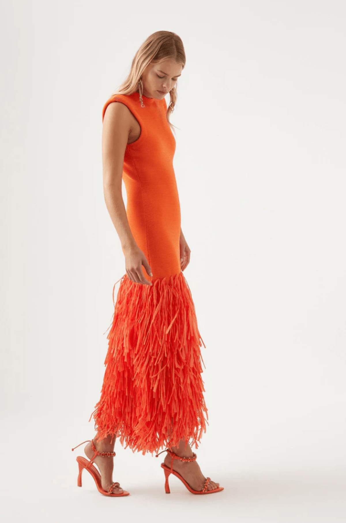 aje rushes knit midi dress Aje Rushes Raffia Knit Midi Dress