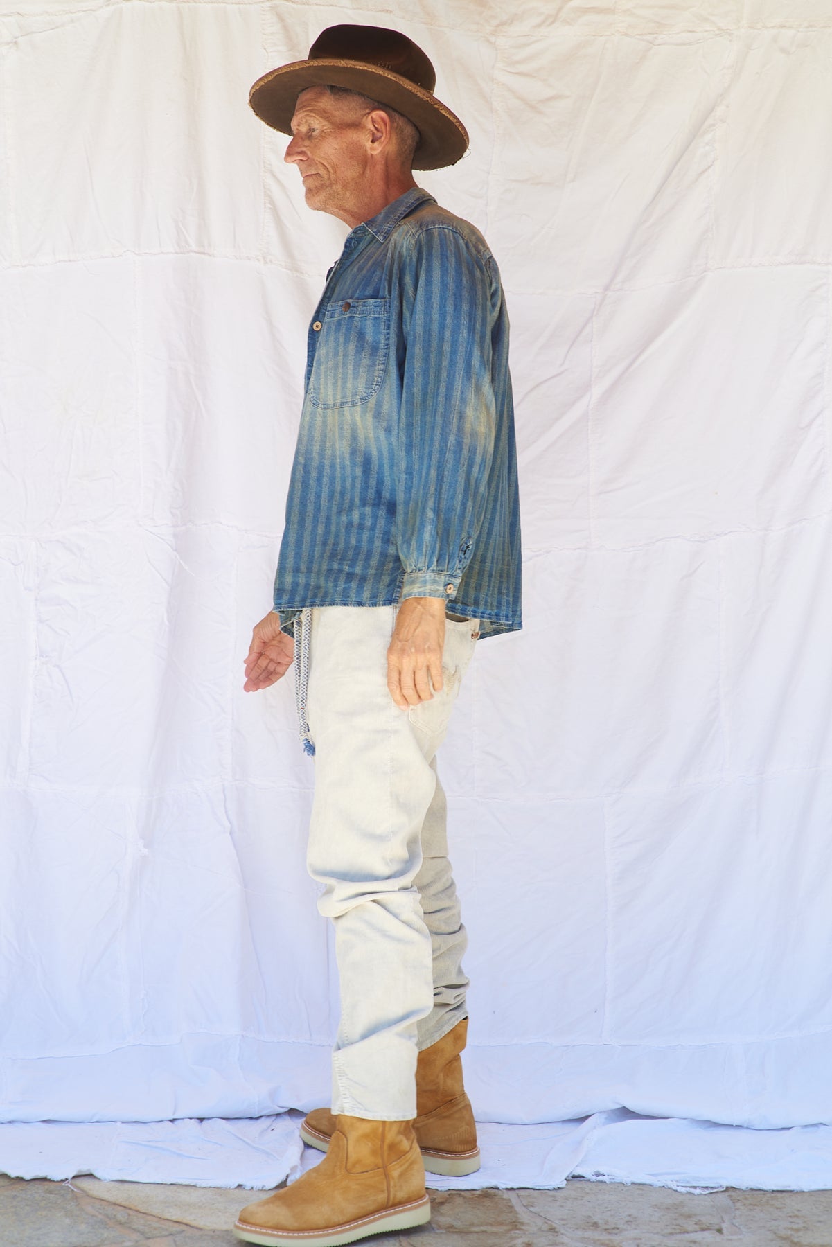 T-shirt Denim Indigo Brodé Dr Collectors Homme - Taille L (Grand) - Occasion Très Bon état
