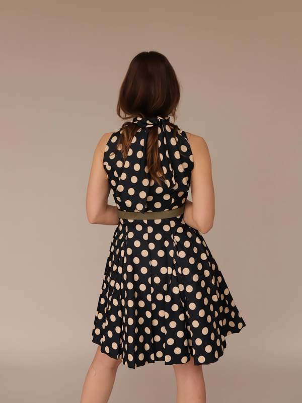 showpo black mini dress Women's Sleeveless Rockabilly Polka Dot Cocktail Party Vintage Dress main image 1