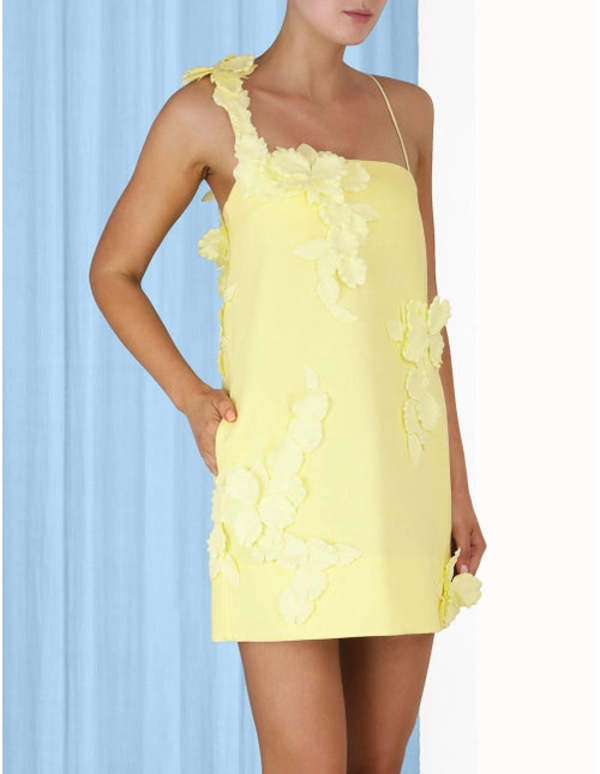 Zimmermann High Tide Lift Flower Mini Dress - Lemon | Garmentory