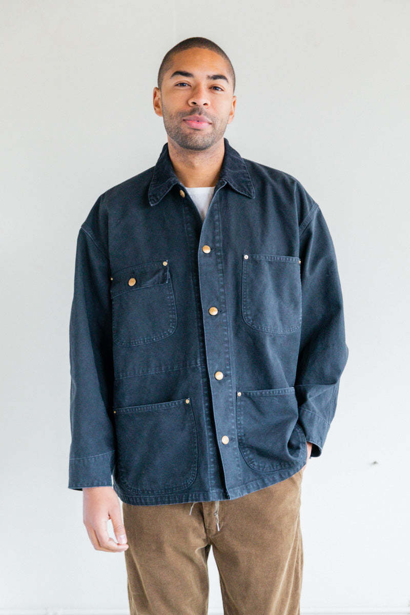 Orslow Loose Fit Oxford Coverall Jacket - Black | Garmentory