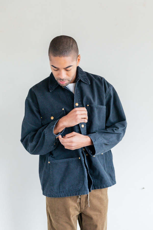 Orslow Loose Fit Oxford Coverall Jacket - Black | Garmentory