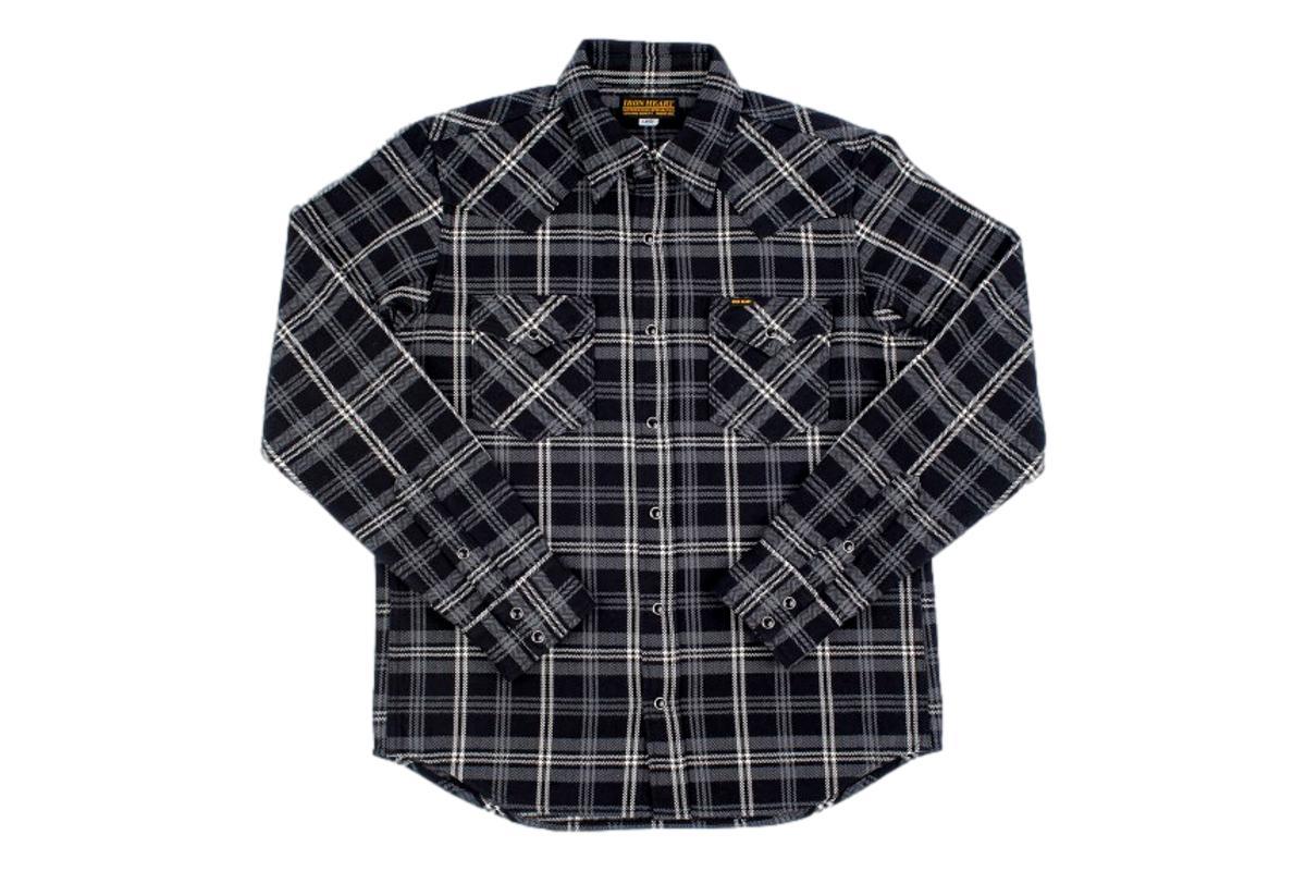 Iron Heart Ultra Heavy Flannel Herringbone Check Western Shirt