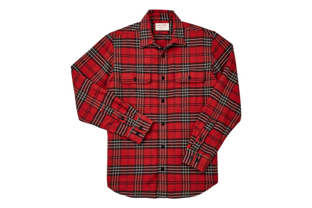 Filson Vintage Flannel Work Shirt Beacon Red Quarry Stone Plaid