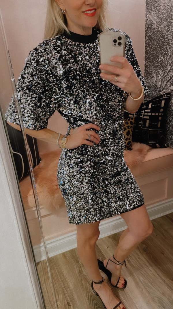 slim fit dress slacks Sequin Dress With Square Neckline And Crossed Back main image 0