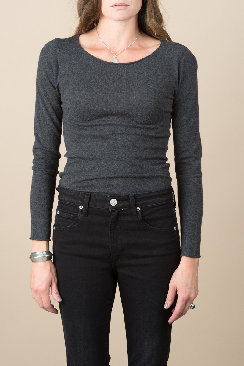 Evam Eva Cotton Cashmere Pullover in Charcoal | Garmentory 