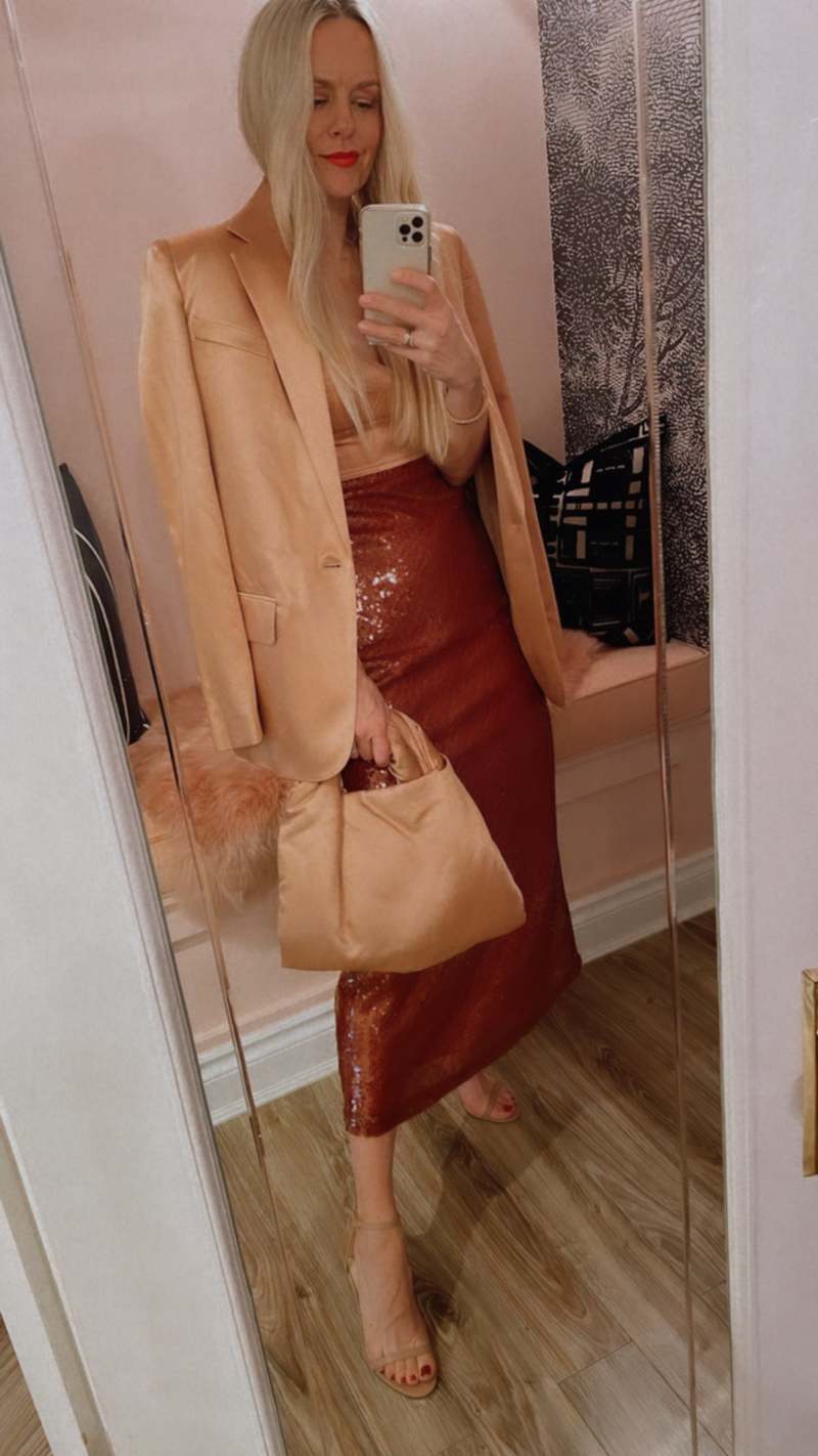 A.L.C. Gisele Sequin Midi Dress - Brown/Blush | Garmentory
