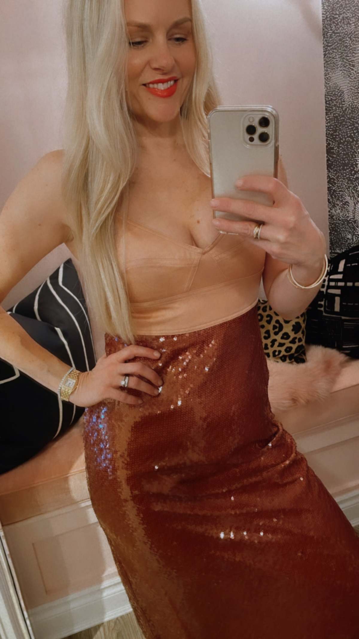 A.L.C. Gisele Sequin Midi Dress - Brown/Blush | Garmentory