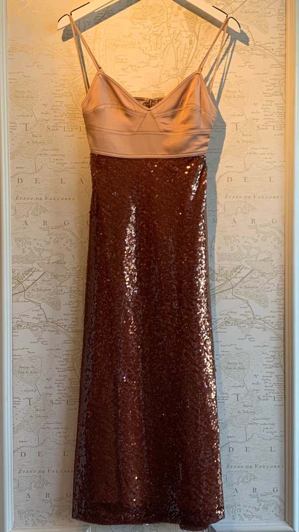 knee length dresses for ladies Rian Neck Strap Sequin Midi Dress Red XL