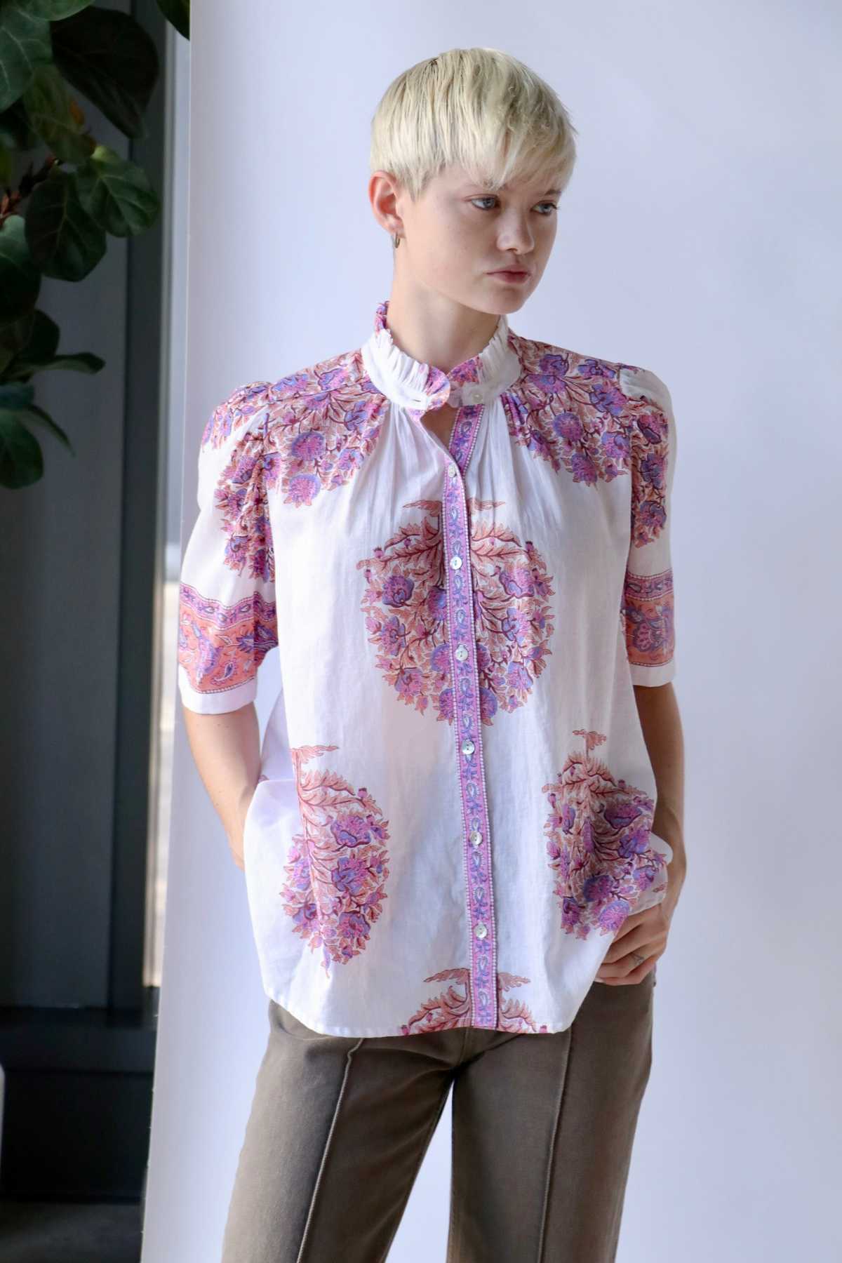 Alix Of Bohemia Winnie Fig Flower Shirt Cerise Garmentory