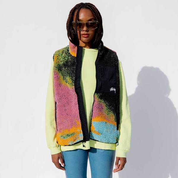 Jacquard Dye Sherpa Vest - Berry | Garmentory
