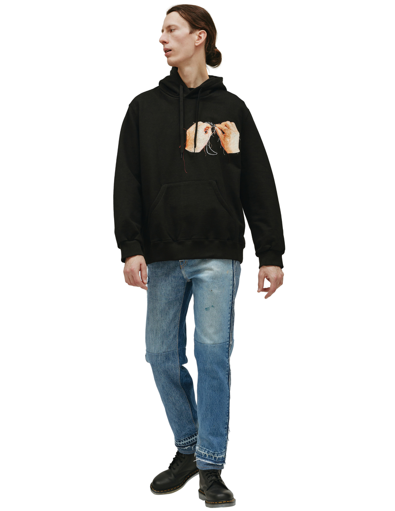 doublet ダブレット / HAND-EMBROIDERY PHOTO STITCH HOODIE Doublet PHOTO STITCH Hoodie SWEATER - BLACK | Garmentory