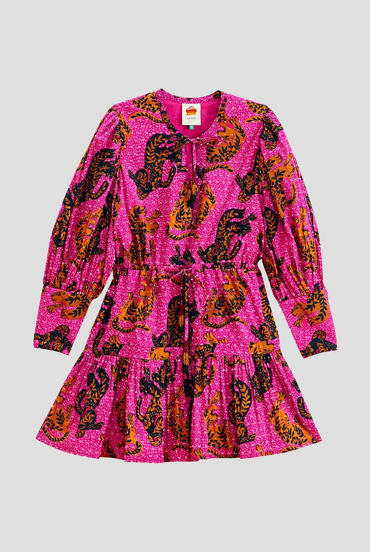 Farm Rio Wild Leopards Mini Dress - Pink Wild Leopards