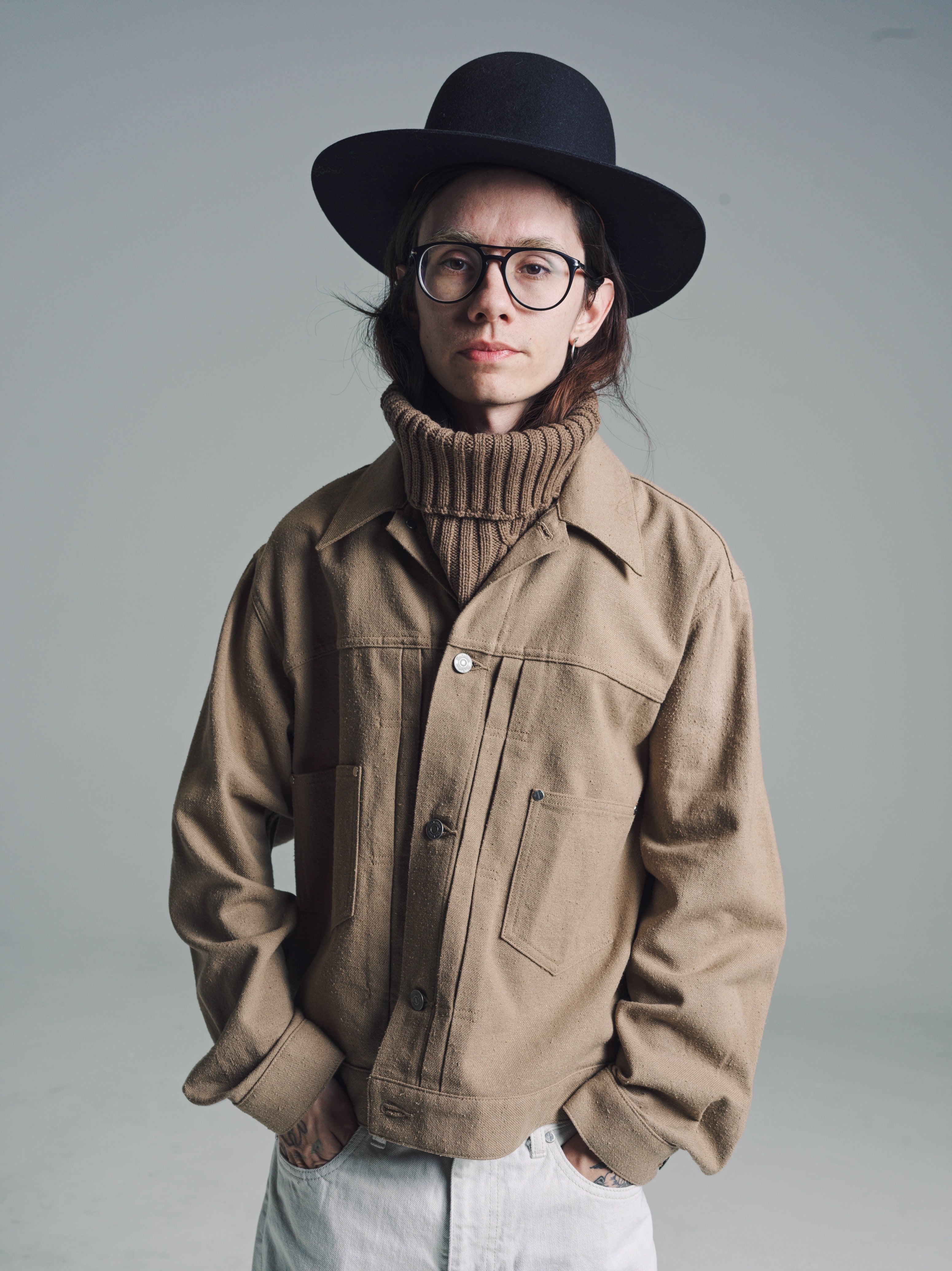 The Letters Cotton Silk Twill Work Tuck Jacket - Mocha | Garmentory