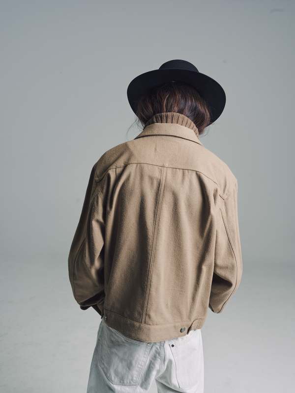 The Letters Cotton Silk Twill Work Tuck Jacket - Mocha | Garmentory