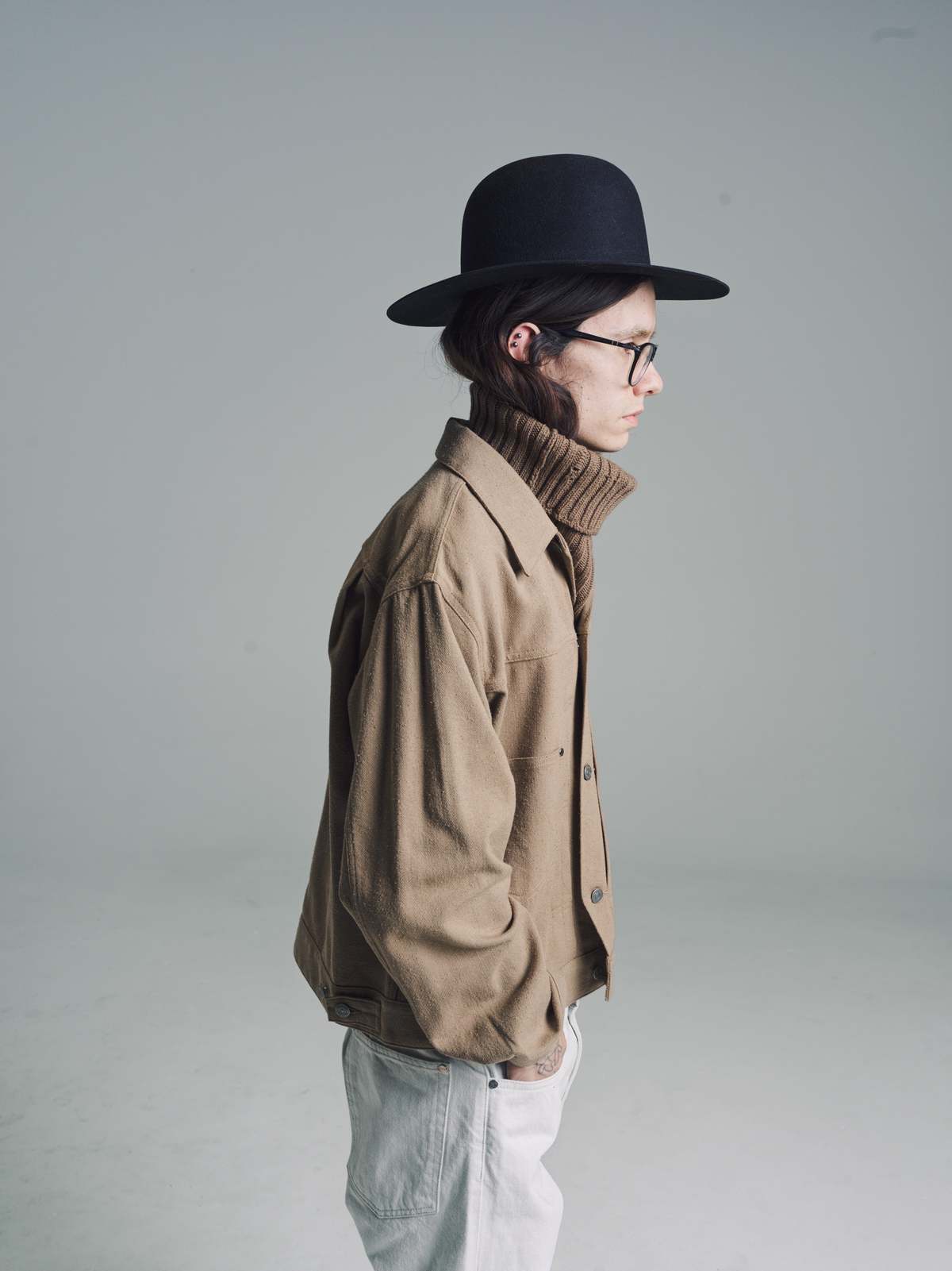 The Letters Cotton Silk Twill Work Tuck Jacket - Mocha | Garmentory