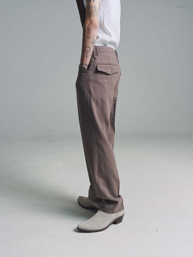 The Letters Wool Ox Mild Western Trousers - Mocha | Garmentory