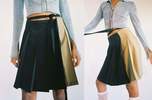 Helena Manzano Wrap Pleated Skirt - Green/Cream - Thumbnail 11
