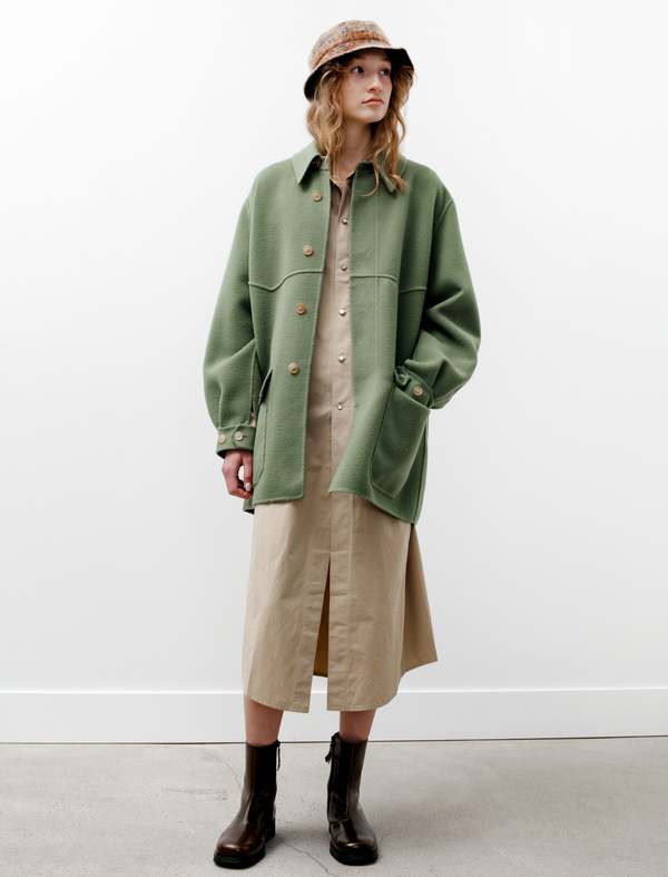 Auralee Velour Brushed Wool Melton Blouson Jacket - Sage | Garmentory