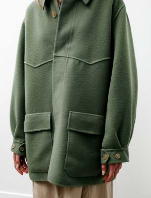 Auralee Velour Brushed Wool Melton Blouson Jacket - Sage | Garmentory