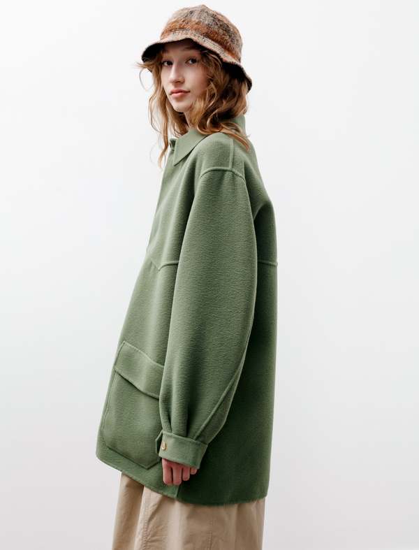 Auralee Velour Brushed Wool Melton Blouson Jacket - Sage | Garmentory