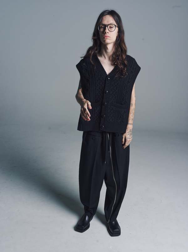 TAKAHIROMIYASHITA The Soloist. Wool Reverse Cropped Baggy Zipper