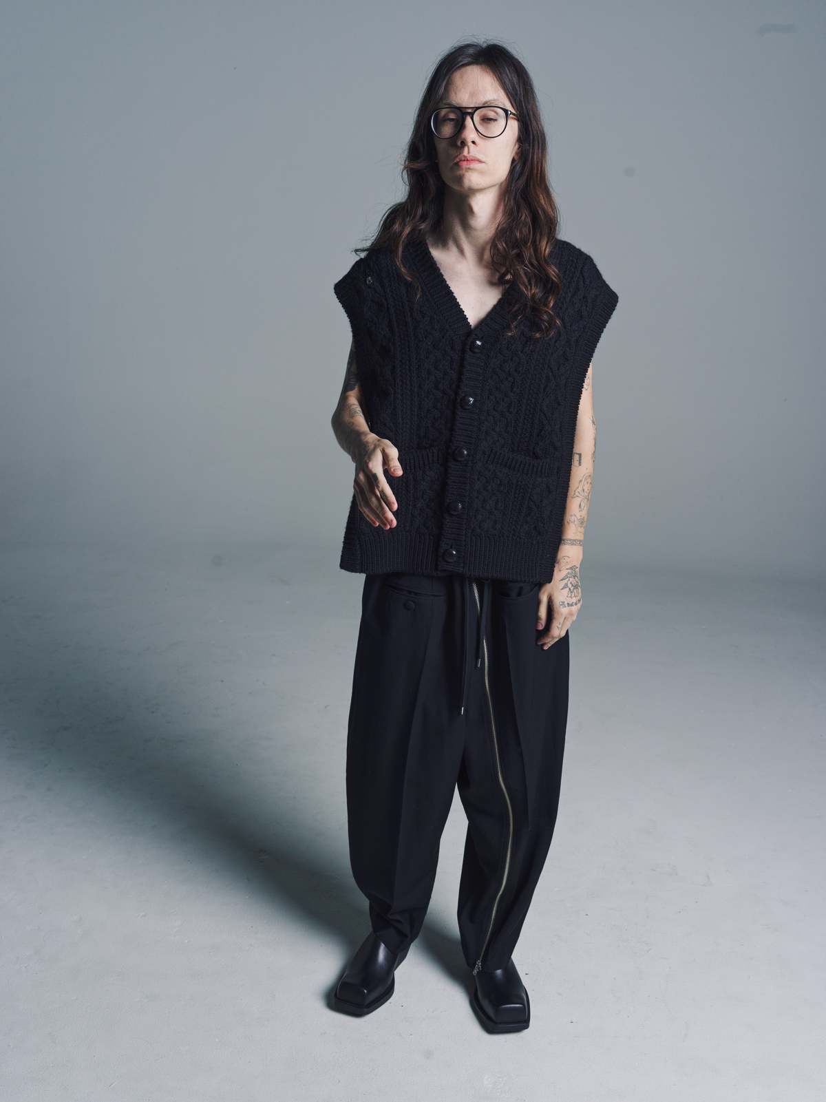 パンツ reverse cropped baggy zipper pant 46 TAKAHIROMIYASHITA-The-Soloist-