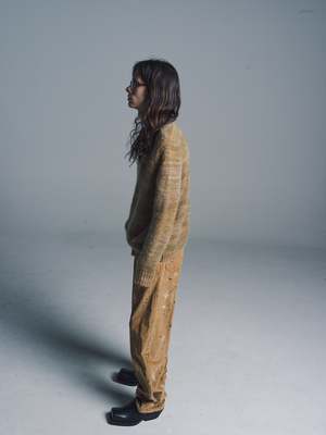 CMMN SWDN Mohair Wool Knitted Sweater - Mustard Stripe | Garmentory