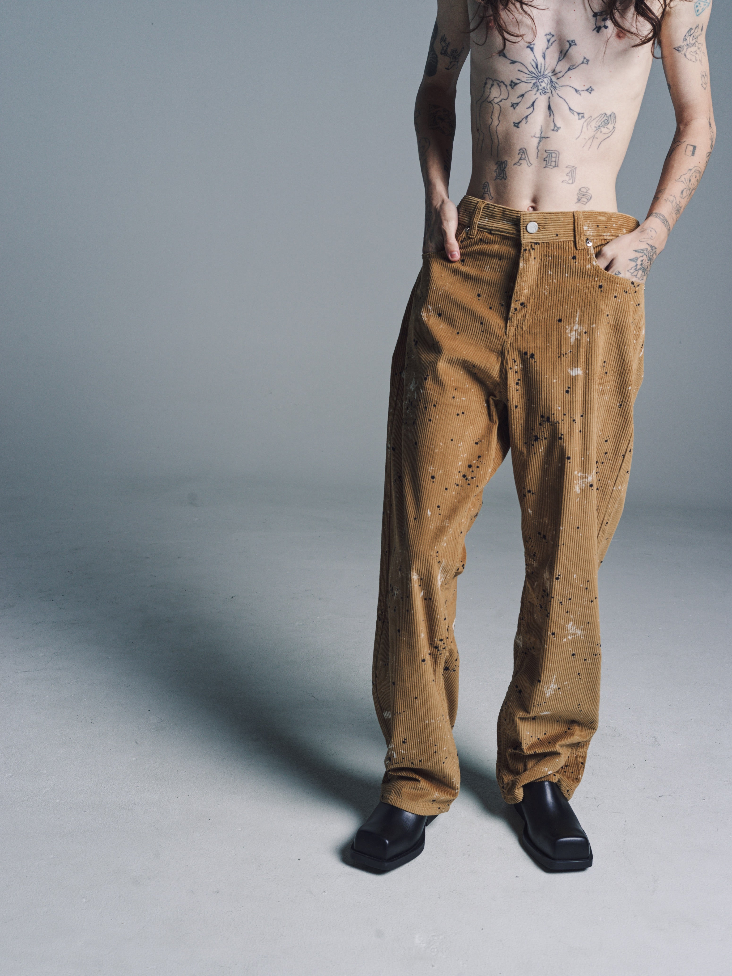 CMMN SWDN Painted Corduroy Gene Straight Leg Pant - Brown | Garmentory