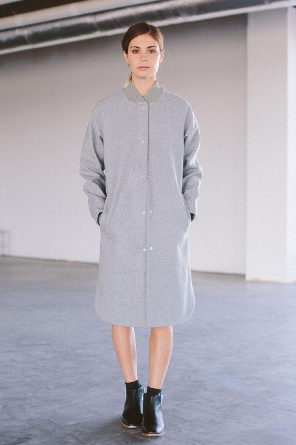 Selfhood Long Bomber Jacket - Light Grey 