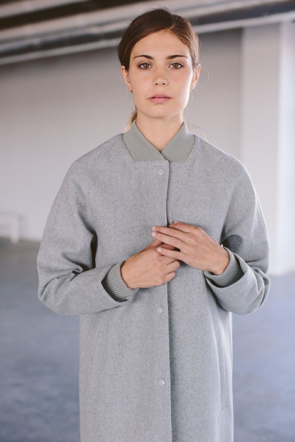 Selfhood Long Bomber Jacket - Light Grey  - Image 4 of 4