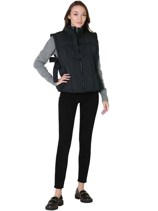 GANNI Oversized Shiny Puff Vest -Black | Garmentory