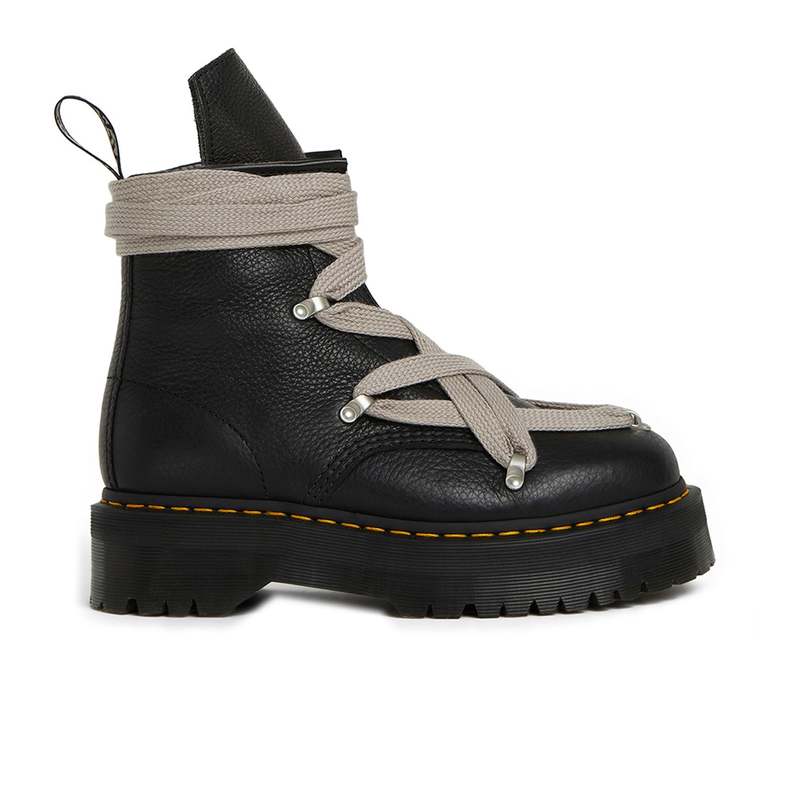 Rick Owens Quad Sole Pentagram Jumbo Laces Boots - Black | Garmentory