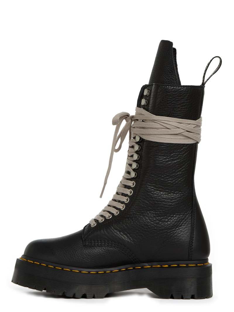 Rick Owens Calf Length Leather Boot - Black